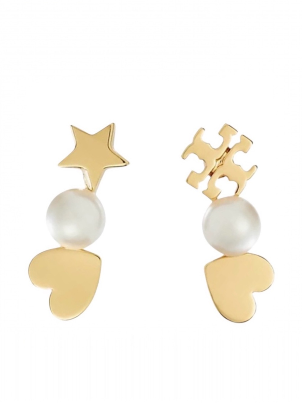 Tory Burch Kira 18K-Gold-Plated & Imitation Pearl Ear Climbers.